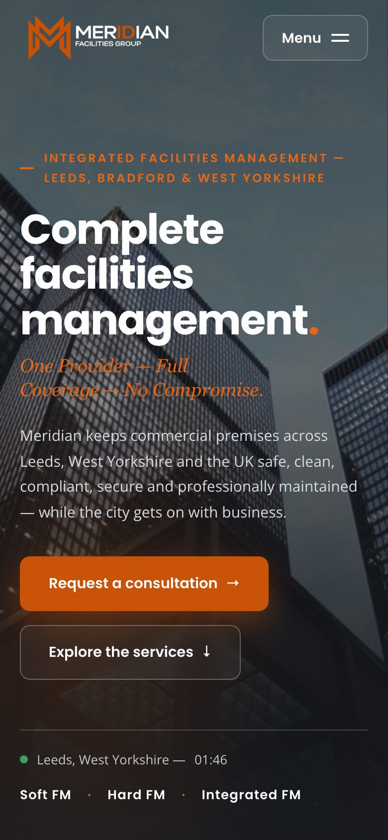 Meridian website on mobile